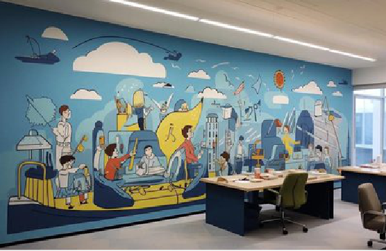 安吉办公室墙绘的特点。