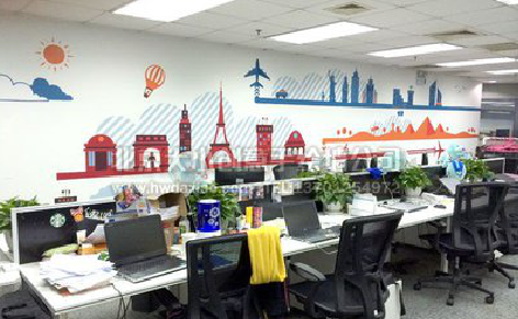 安吉教你设计办公室墙绘的方法。